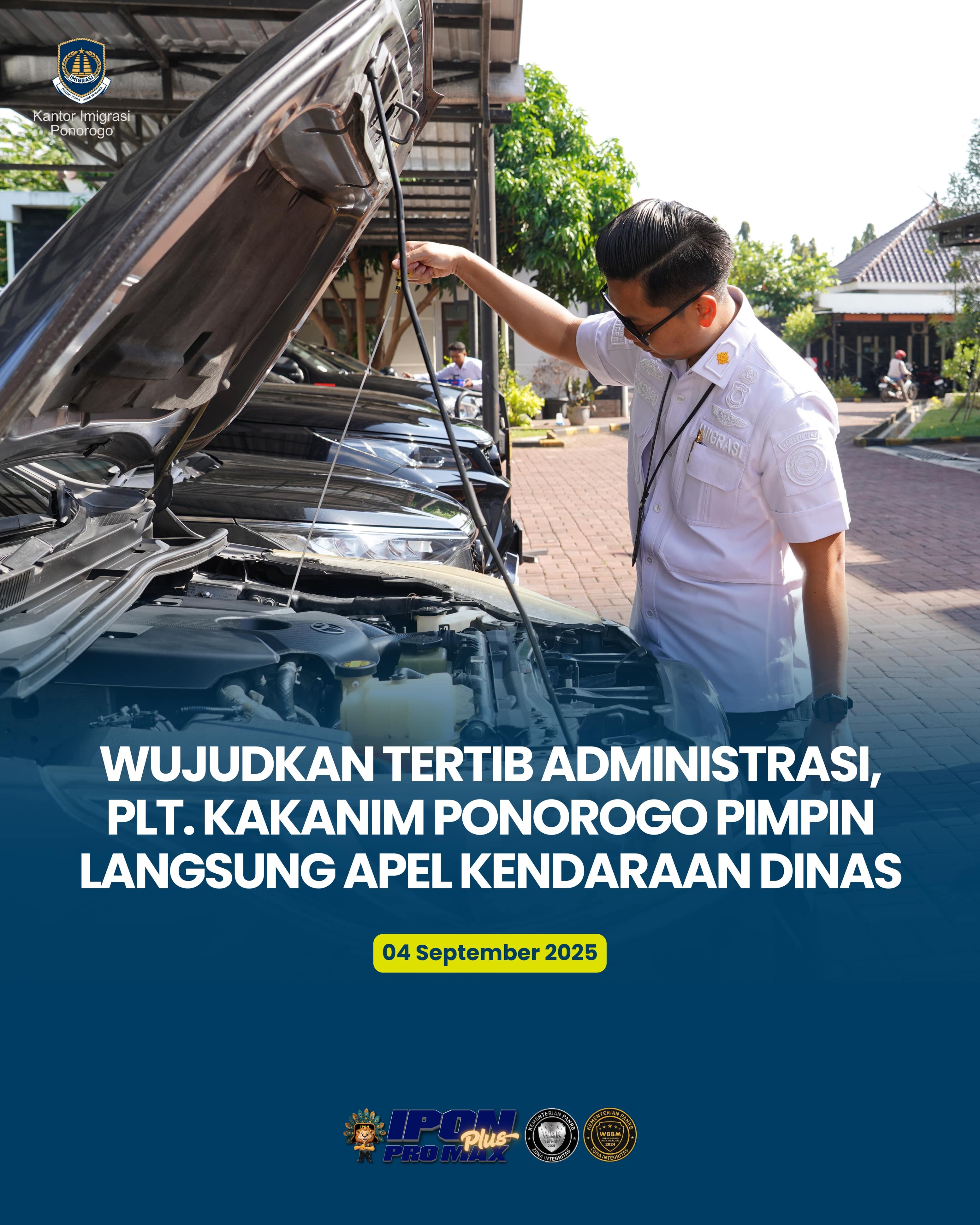 WUJUDKAN TERTIB ADMINISTRASI, PLT. KAKANIM PONOROGO PIMPIN LANGSUNG APEL KENDARAAN DINAS